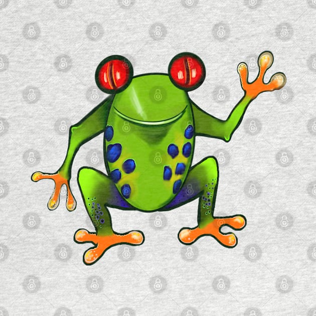 Red eyed tree Frog Froggy toad toads Frogs for Frog lovers by Artonmytee